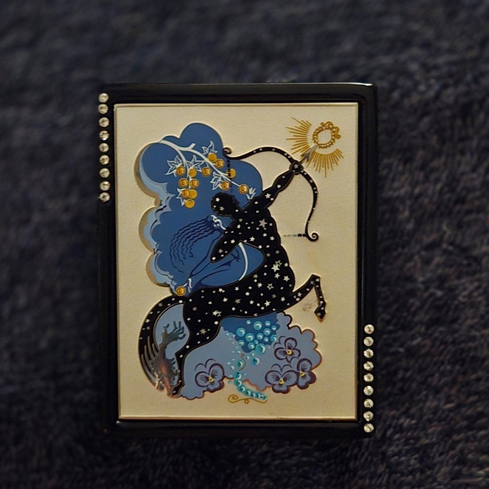 Estee Lauder Zodiac Compact Sagittarius by Erte with Black and Blue Design
